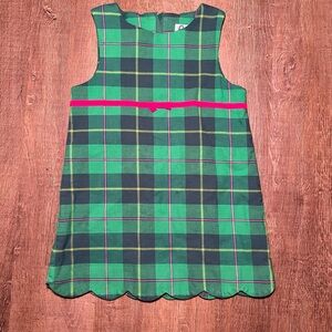 Lilly Pulitzer Girls 4T Dress Sleeveless Plaid Scalloped Hem Center Bow Lined